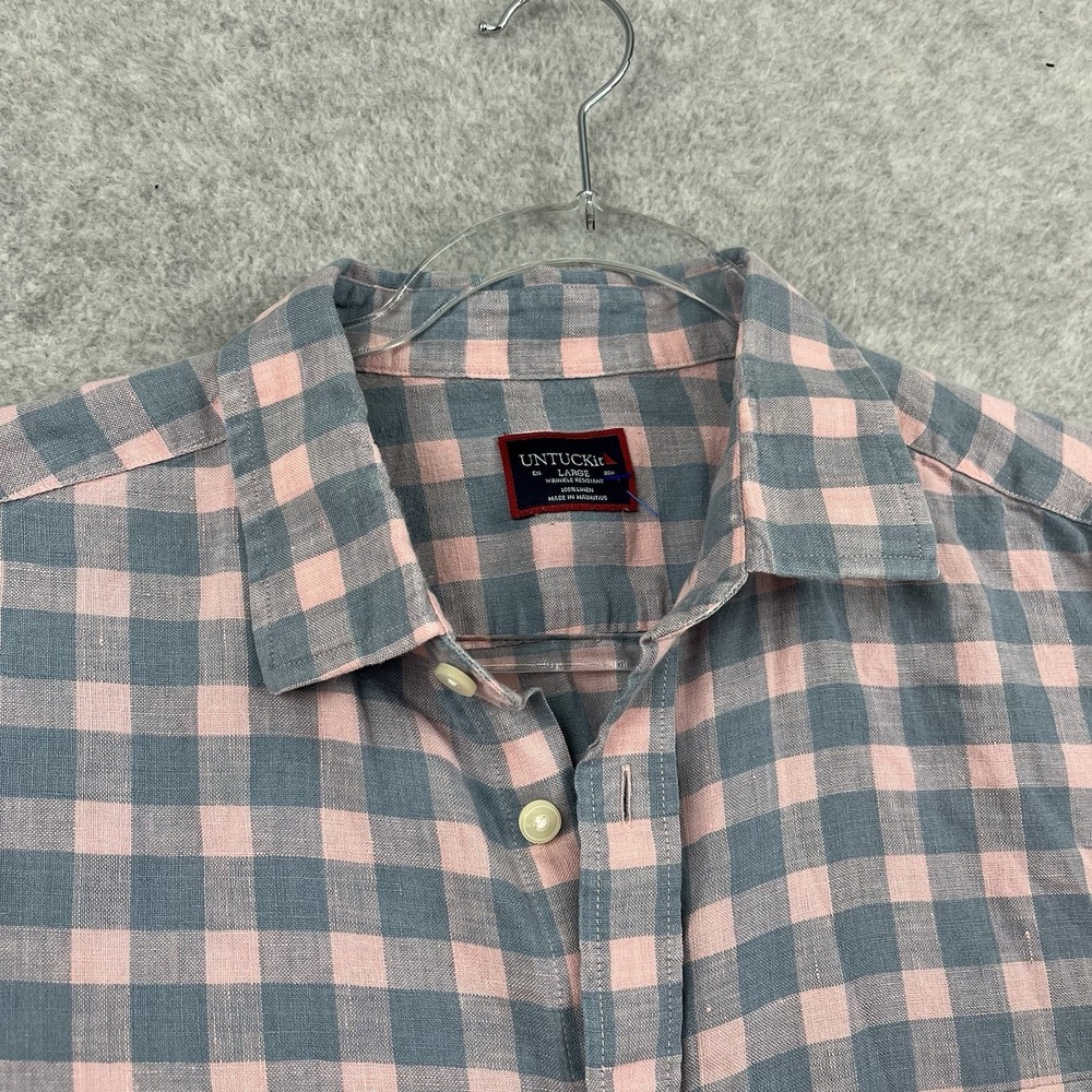 UNTUCKit Linen Shirt Mens Large Blue/Pink Button Down Linen Lightweight L - Picture 2 of 9